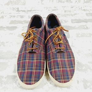 Polo Ralph Lauren Vaughn Twill Plaid Sneakers Tan/Burgundy Lace-up